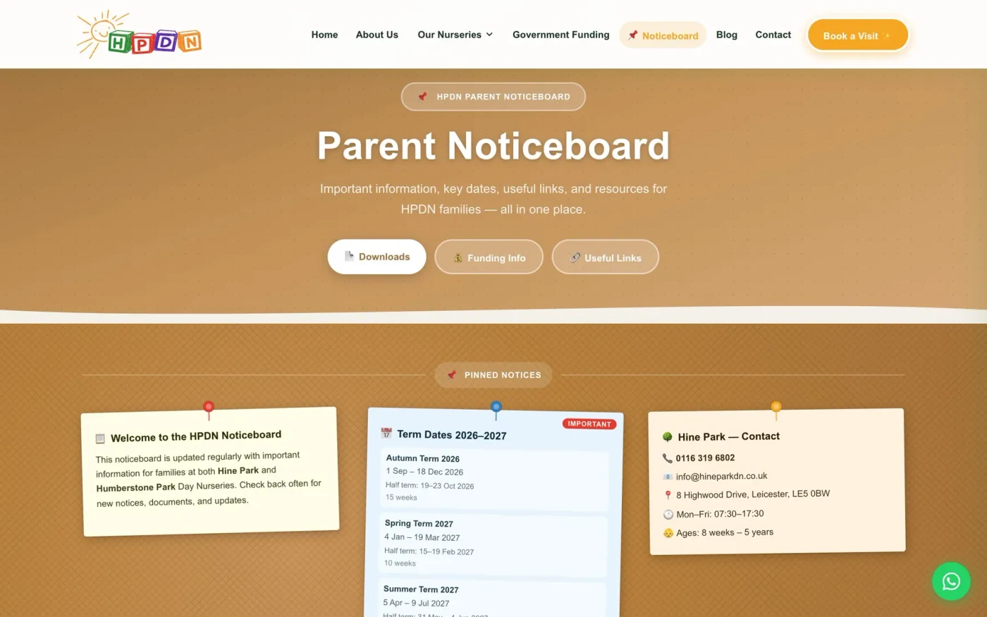 Humberstone Park Day Nursery (HPDN) project by CL42ITY, live website on desktop