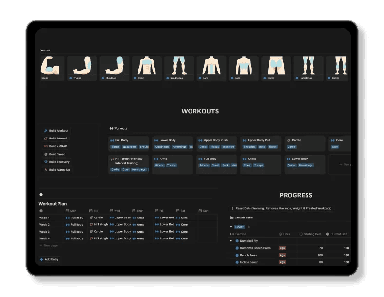 free notion workout tracker template