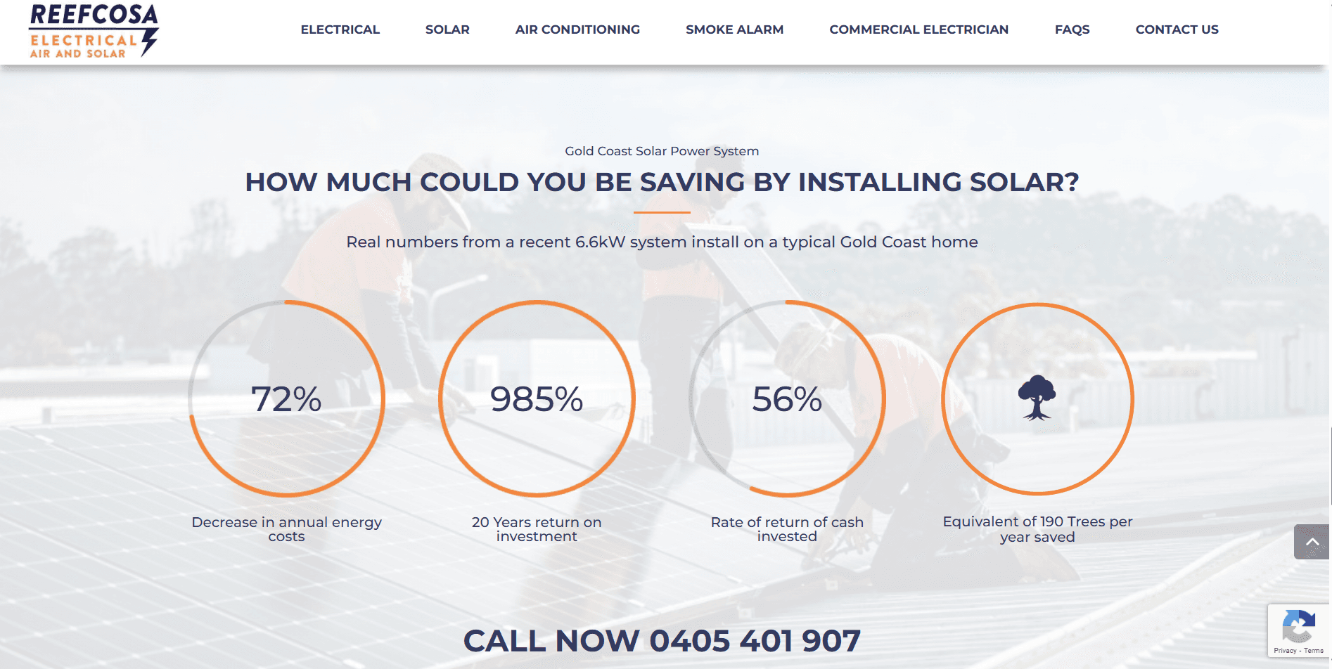 electrician website with infographic
