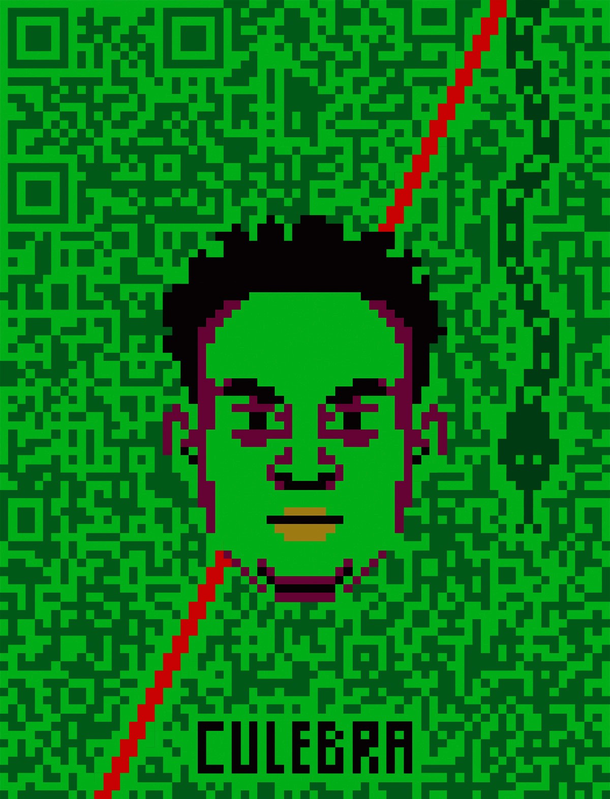 Pixel illustration of the peruvian footballer Andre Carrillo for Tschuttiheftli 2018.