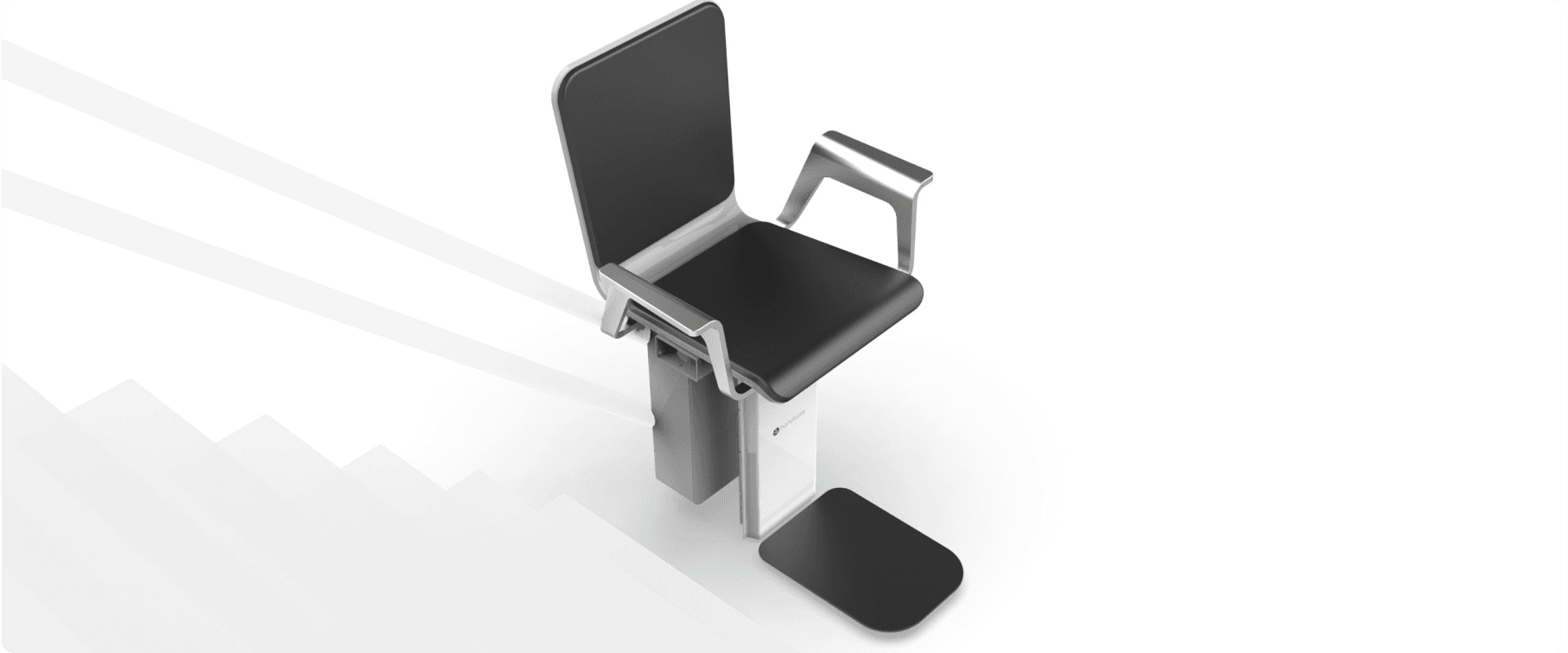 Ergonomically designed seat for a stair lift, ensuring comfort and safety for assisted living mobility support.