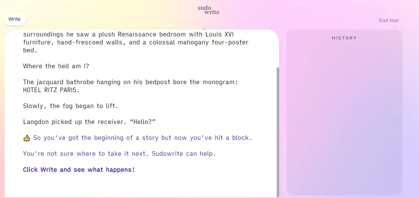 Sudowrite AI tool assisting writers in overcoming writer’s block and refining stories with intelligent suggestions