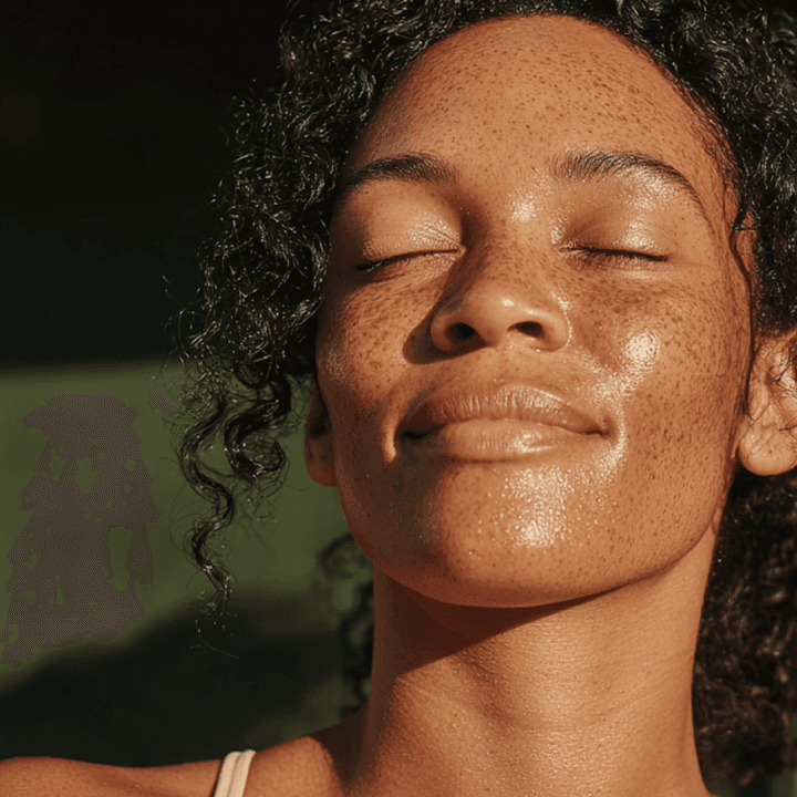Primer plano del cuello y la línea de la mandíbula de una persona bajo una luz natural cálida, con sombras suaves que enfatizan la textura y los contornos de la piel.