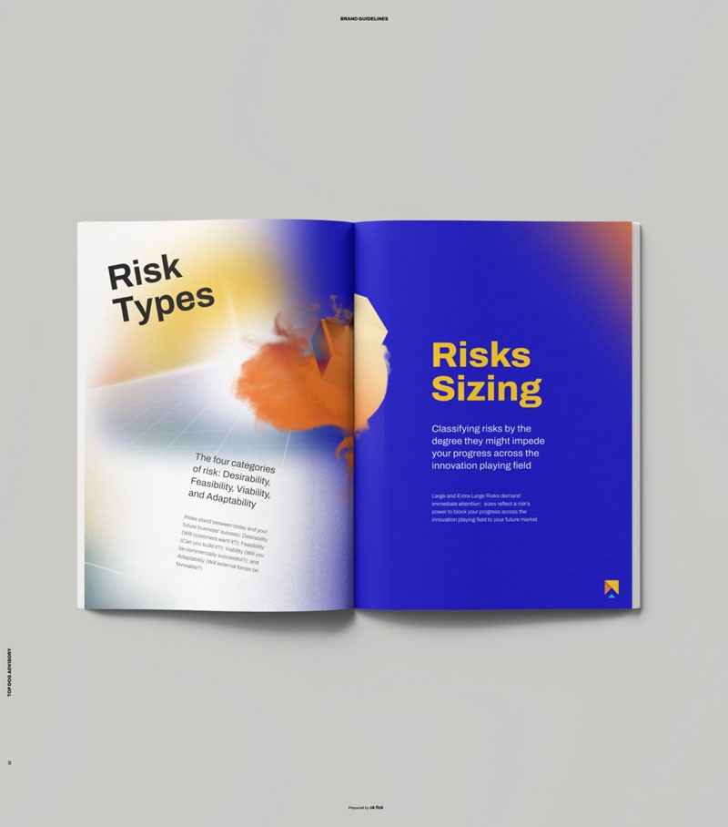 An open book displaying colorful pages, with one side featuring bold text and graphics on a blue background.