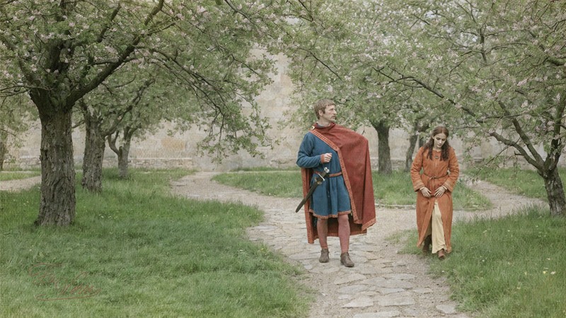 Sacred artwork by Faith and Verse. © Faith and Verse, 2026. All rights reserved. Saint Aldegundis refusing the worldly crown.