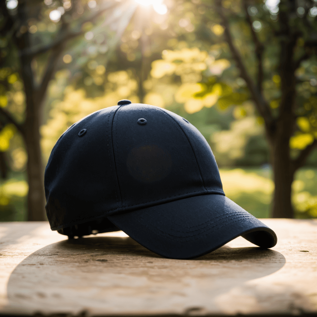 product photography of a black cap