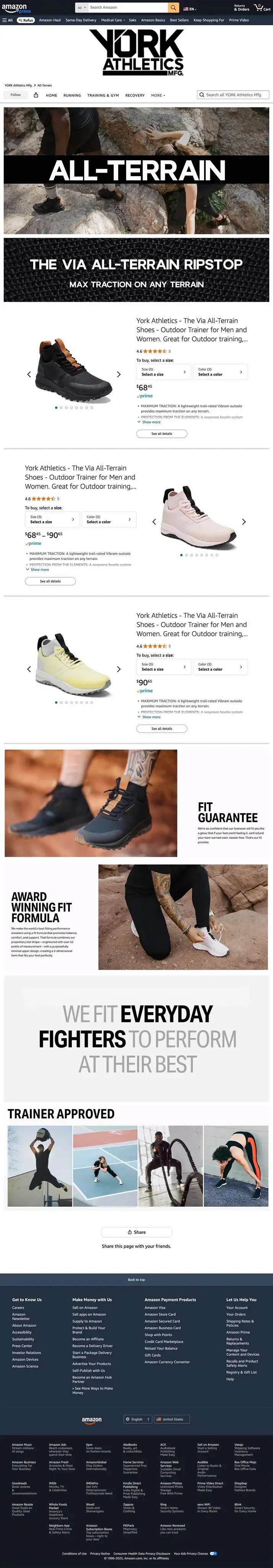 York Athletics Lifestyle Amazon Collection Page