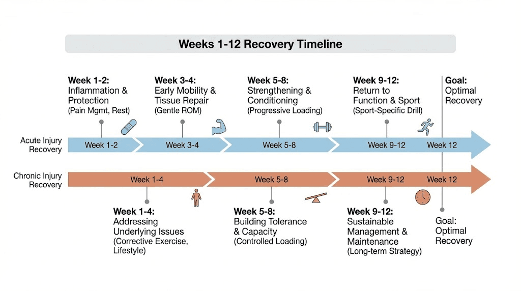 Wolverine peptide stack recovery timeline from week 1 to week 12