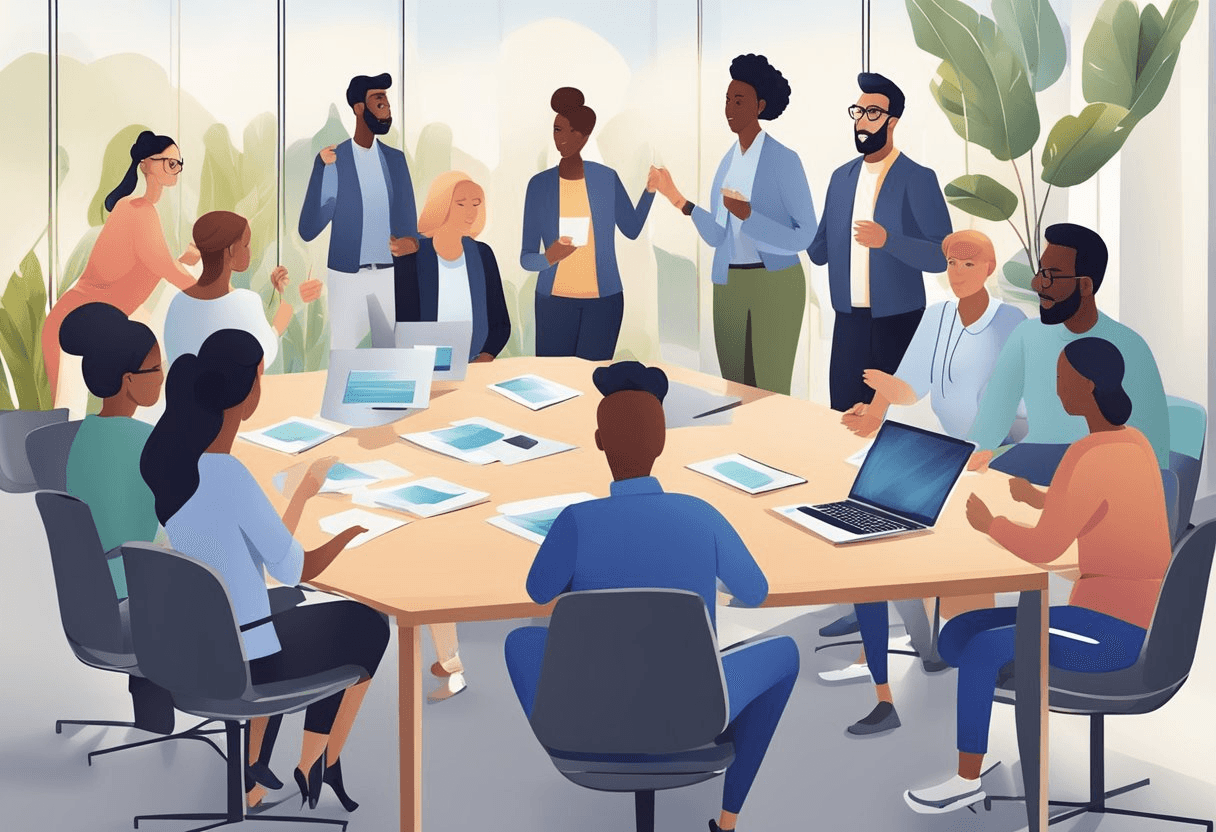 Illustration of a Diverse Team Collaborating on a Project