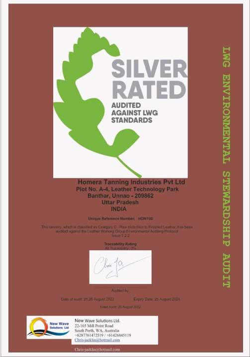 LWG Certification for leather tannery