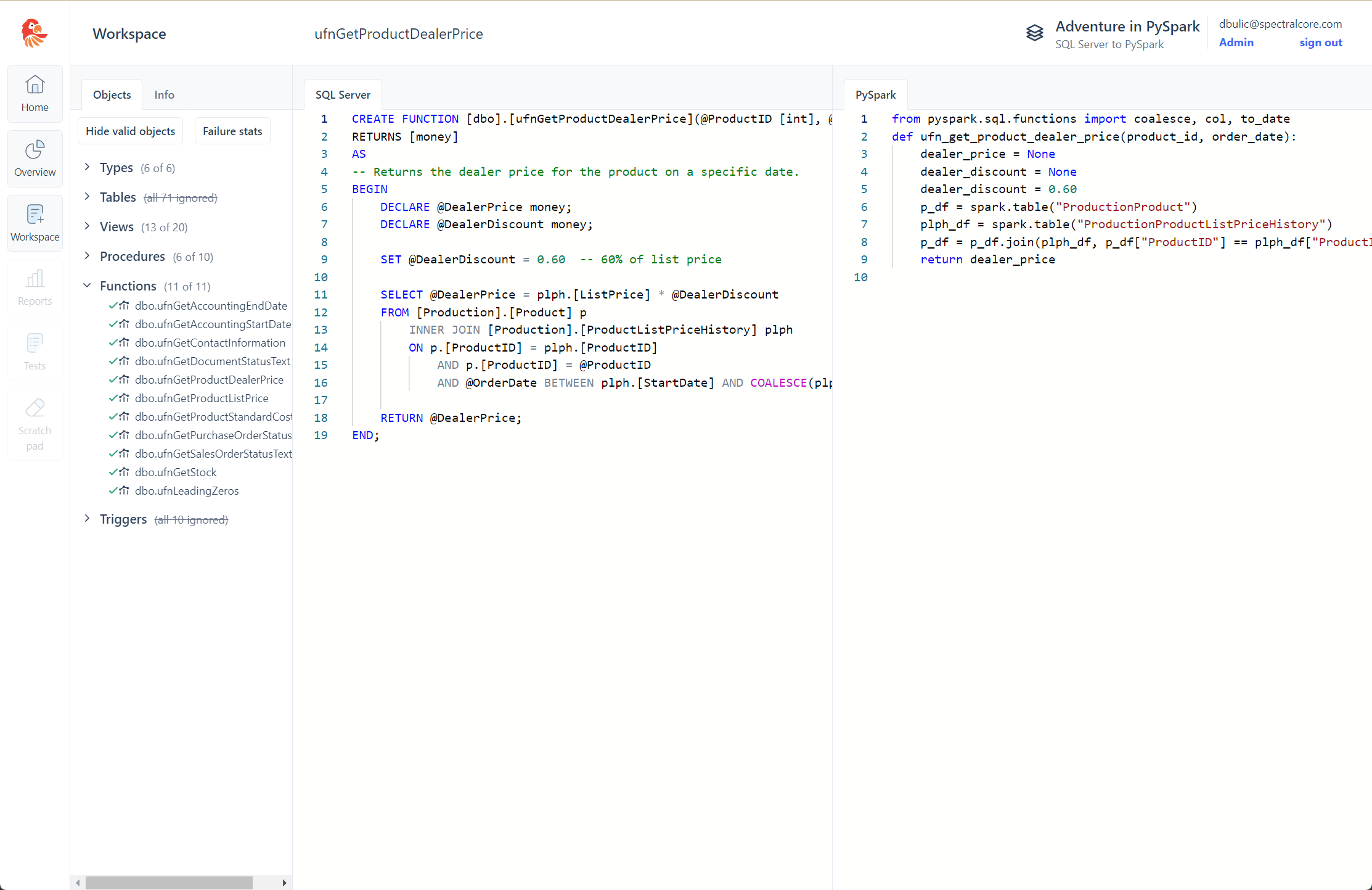 Screenshot of some code.