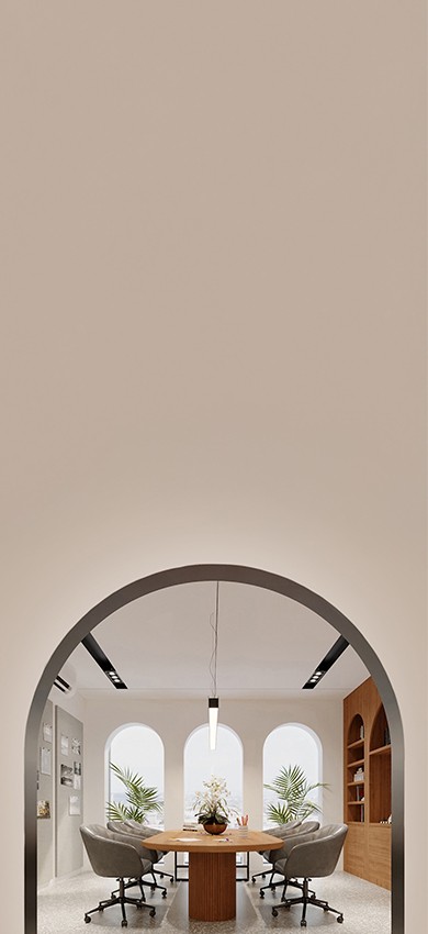 Modern curved staircase with warm ambient lighting