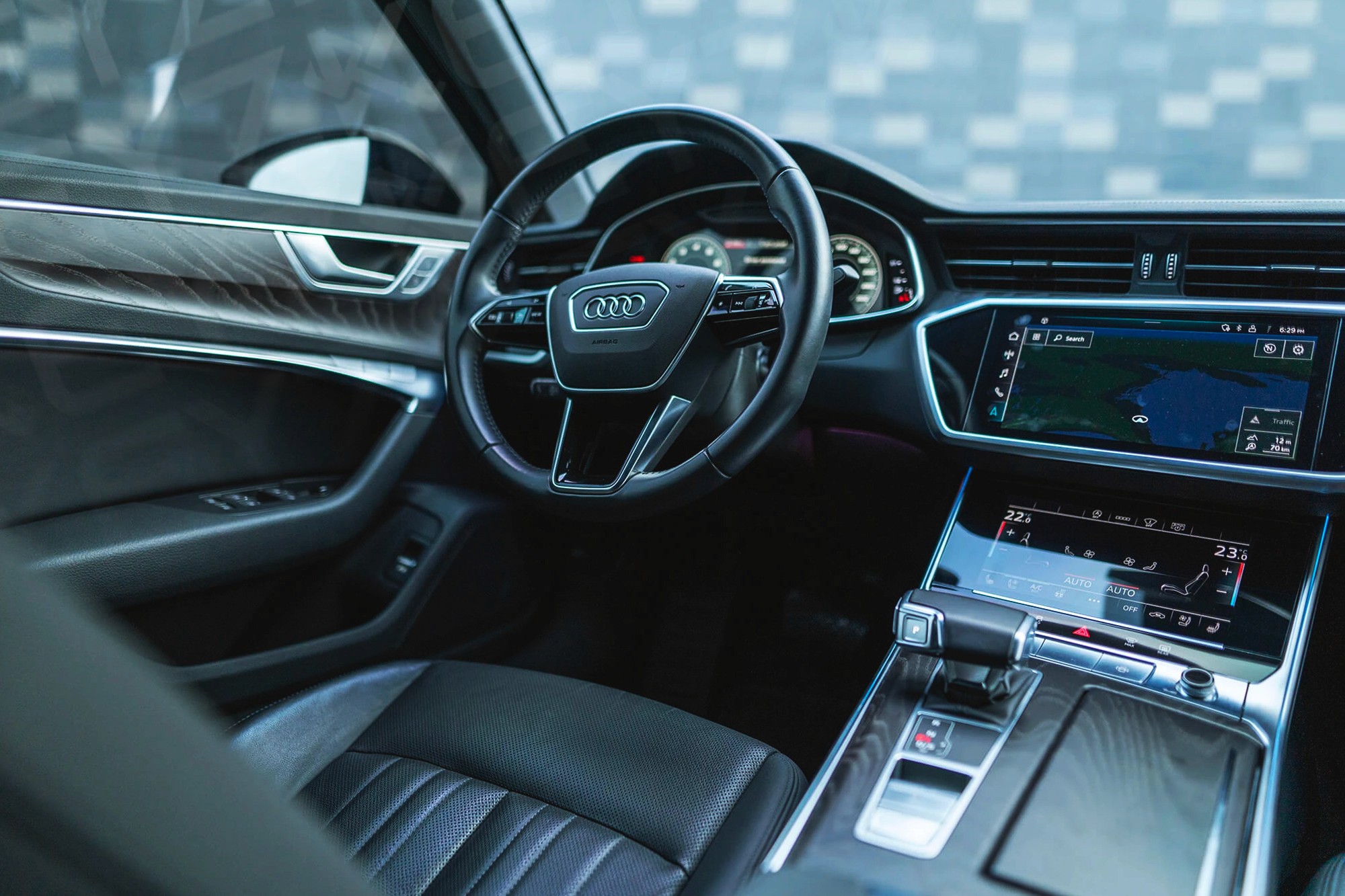 Vue interieur Audi A6 Blanc – Location Berline à Dubaï | Keyz Rent