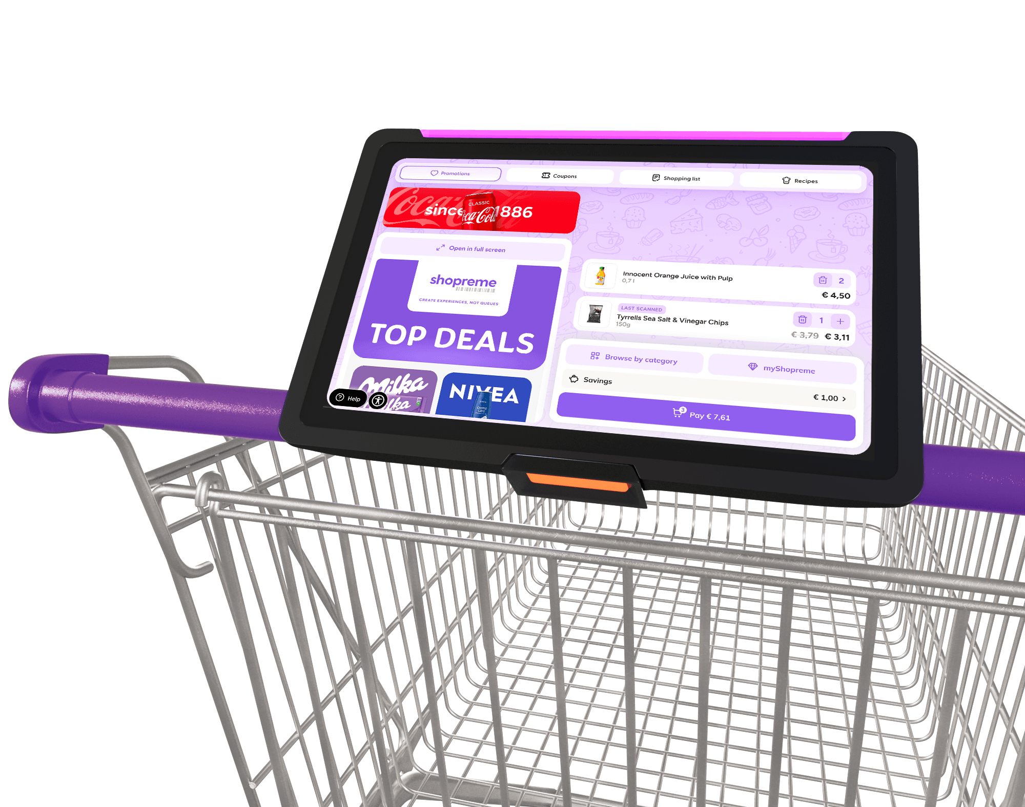 shopreme snap cart smart shopping cart solution for Self-Checkout