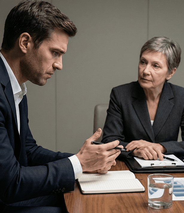 three men laughing while looking in the laptop inside room
