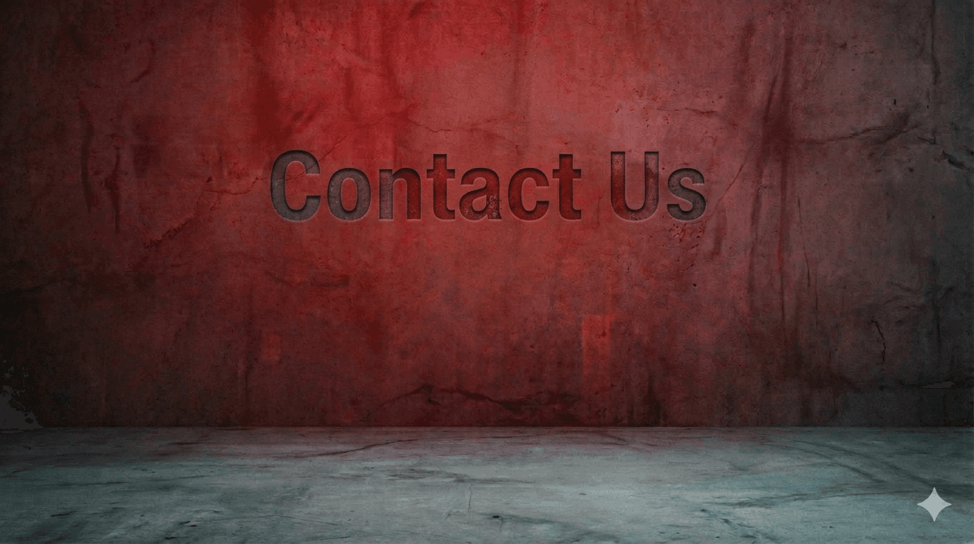 Contact us wording on a modern look concrete and red background - landscape