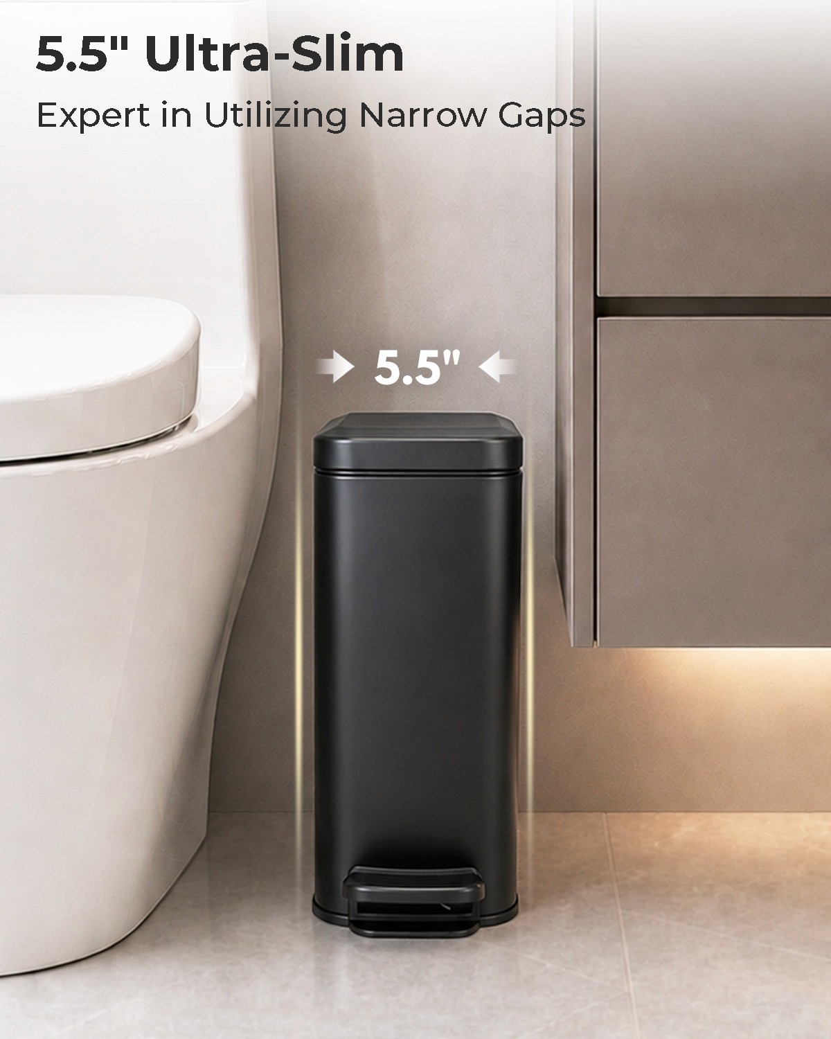 Slim Bathroom Trash Can — product image 1