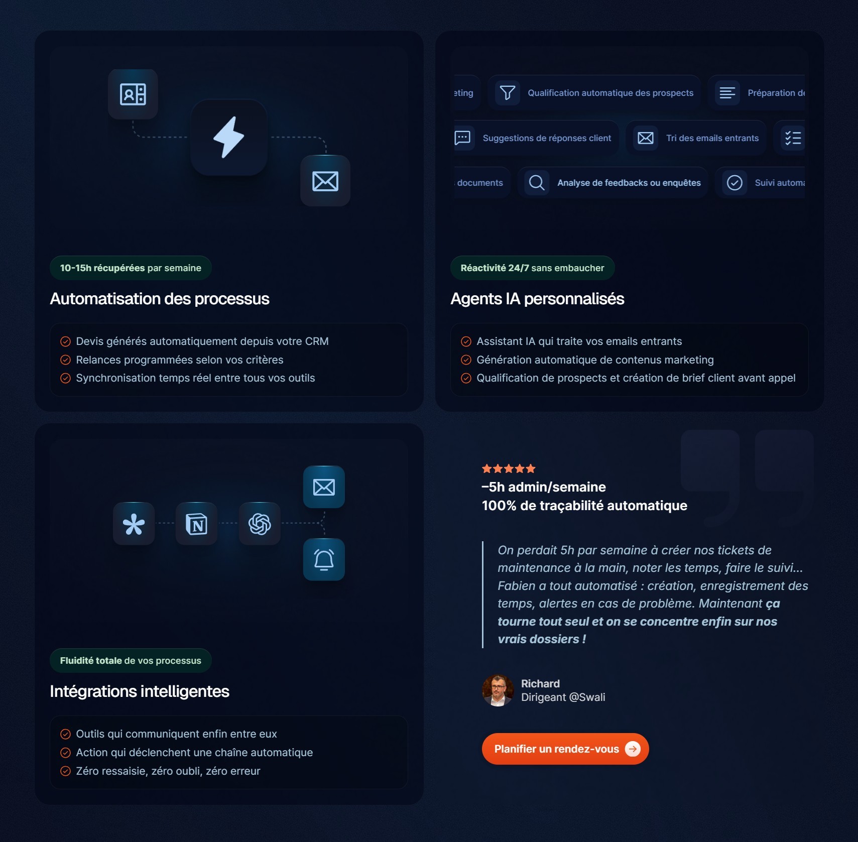 section bénéfices automatisation site hubicom