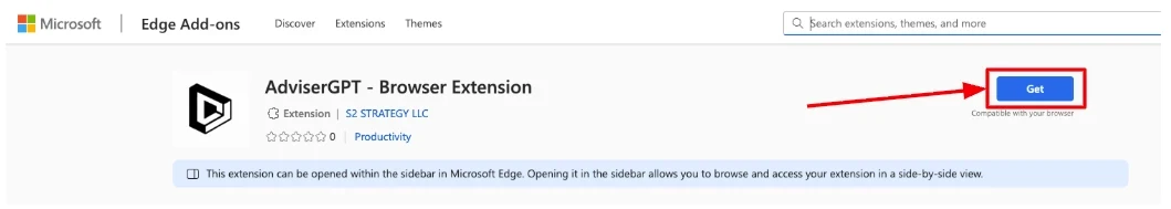 Edge Add-ons page showing Orrigo listing with Get button