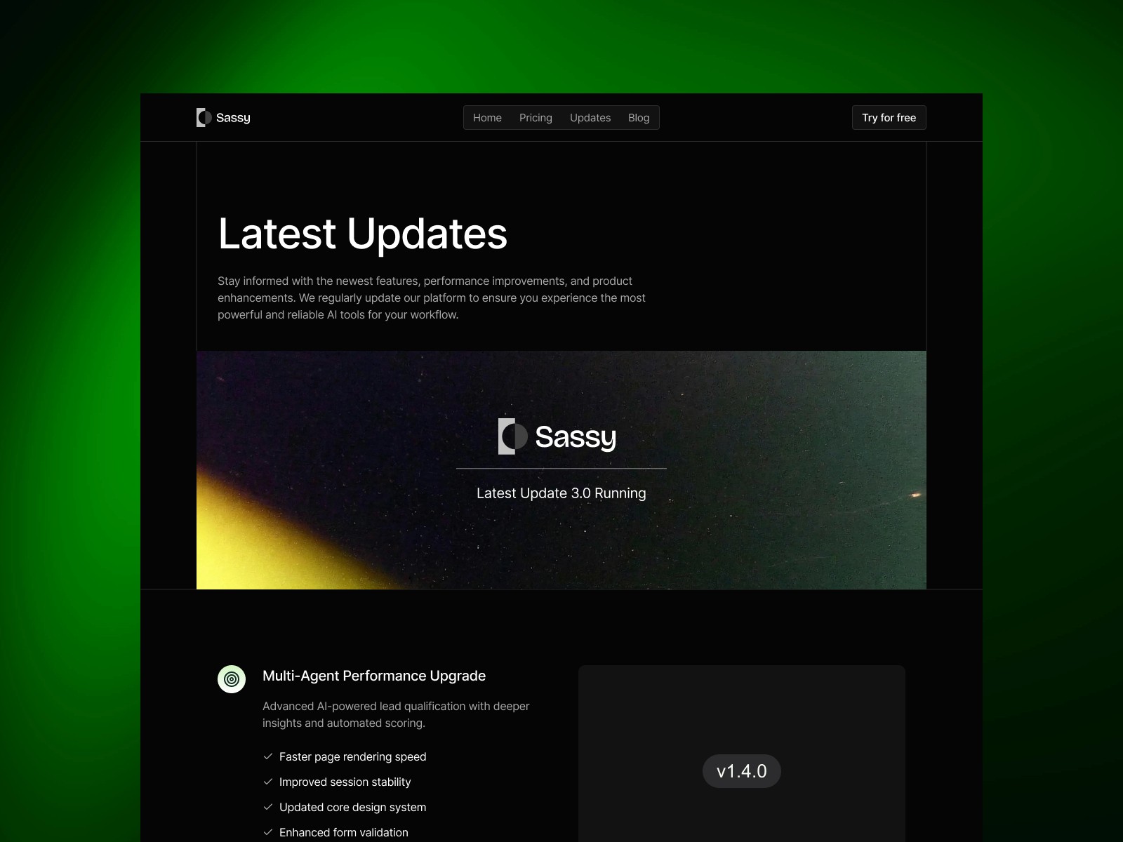 Sassy — 高级暗黑现代 Web3 项目官网设计灵感