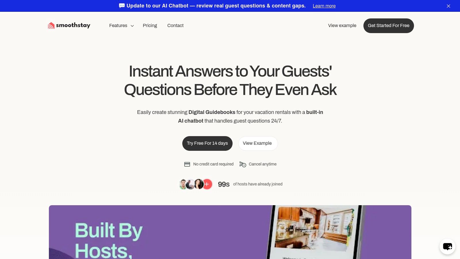 An AI chatbot in the SmoothStay platform answering a guest's question about house rules