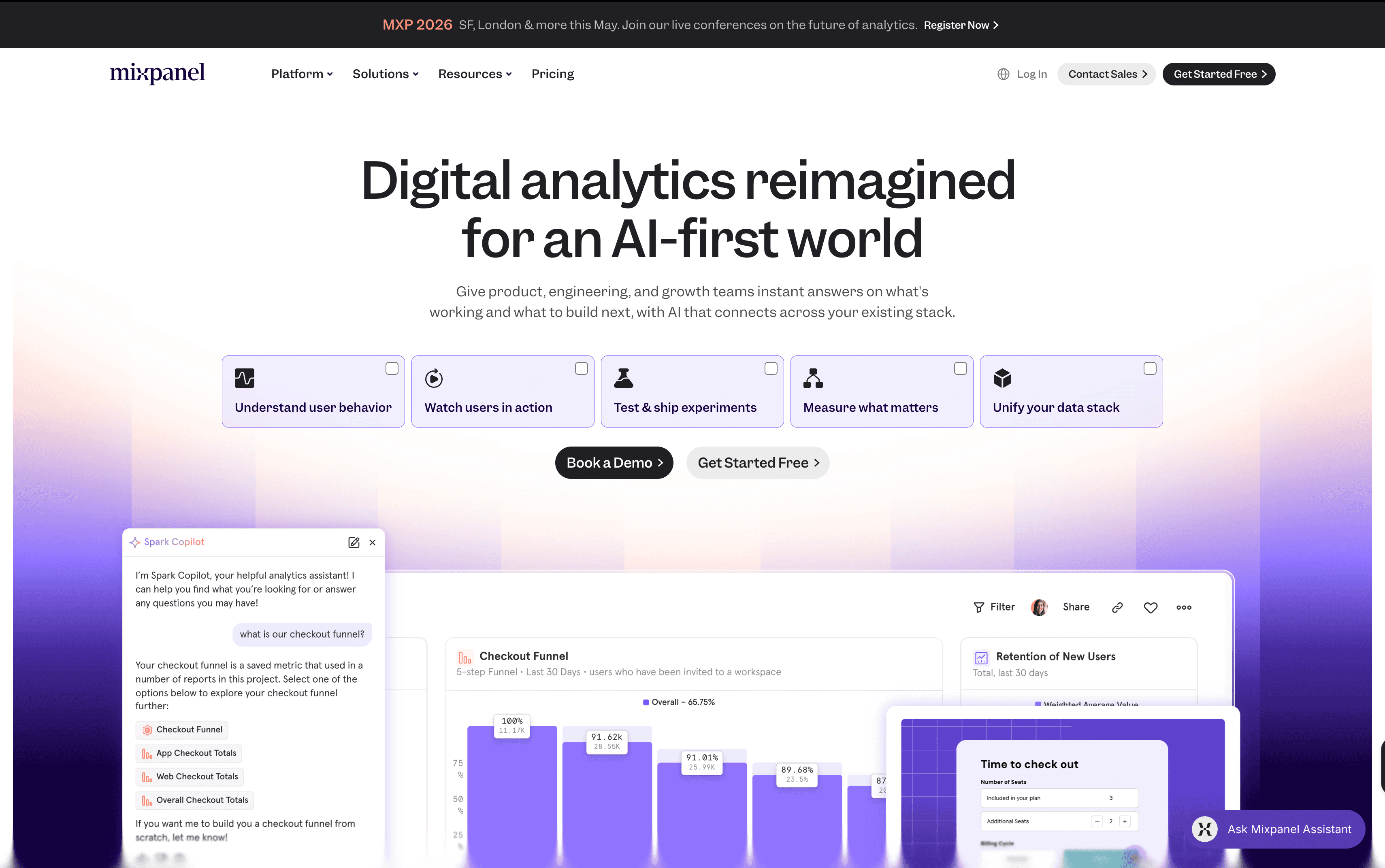 Product analytics tool for tracking user engagement, retention, and event-based behavioral analytics