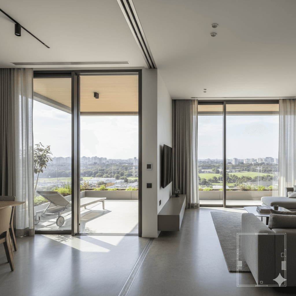 Spacious 3-side open apartment interior with panoramic views in Sector 113