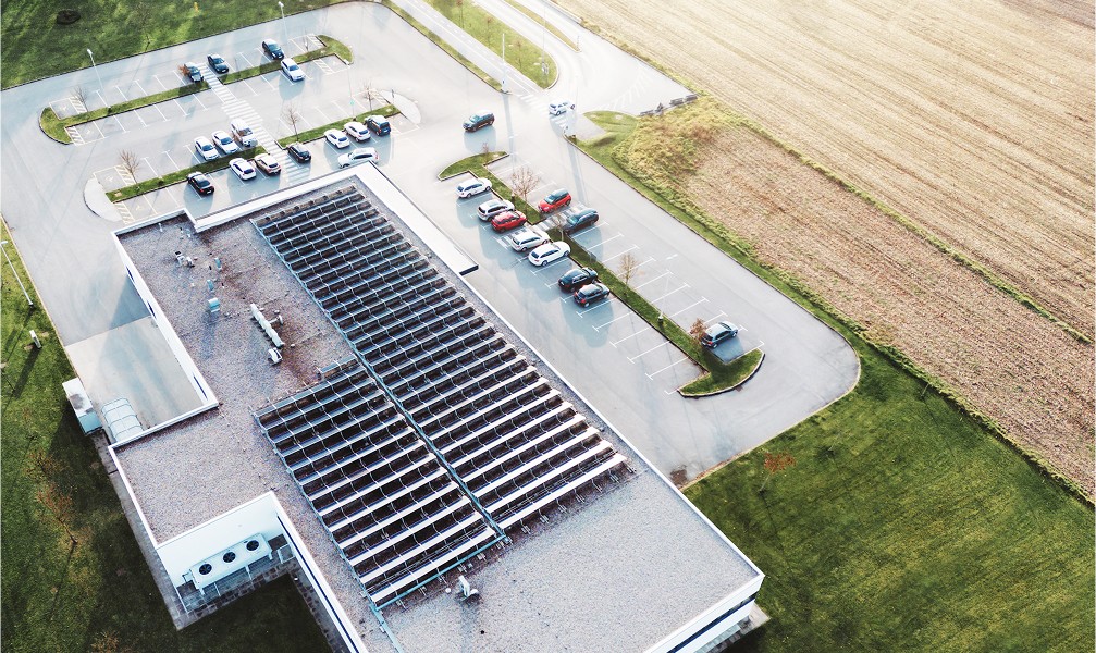 solar panels on the roof