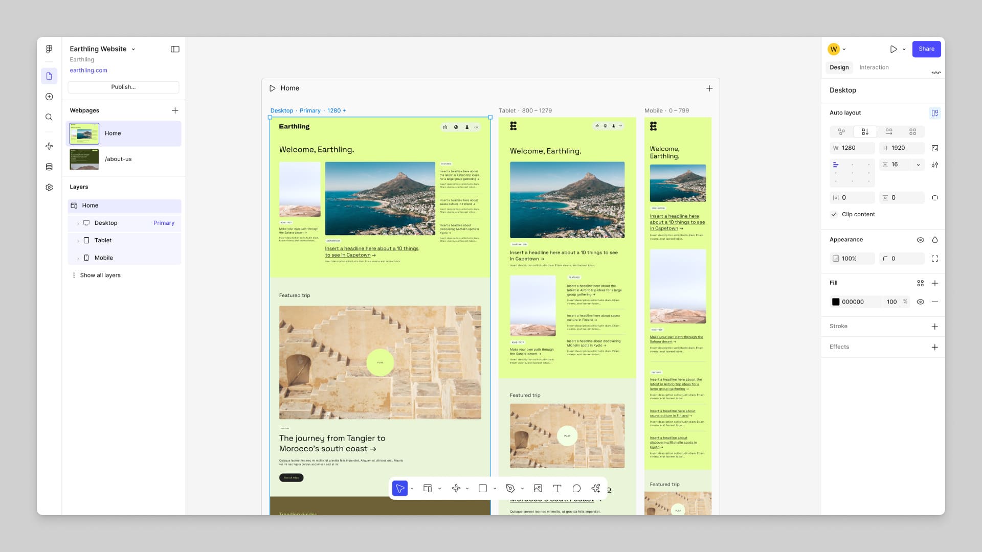 Interfejs Figma Sites