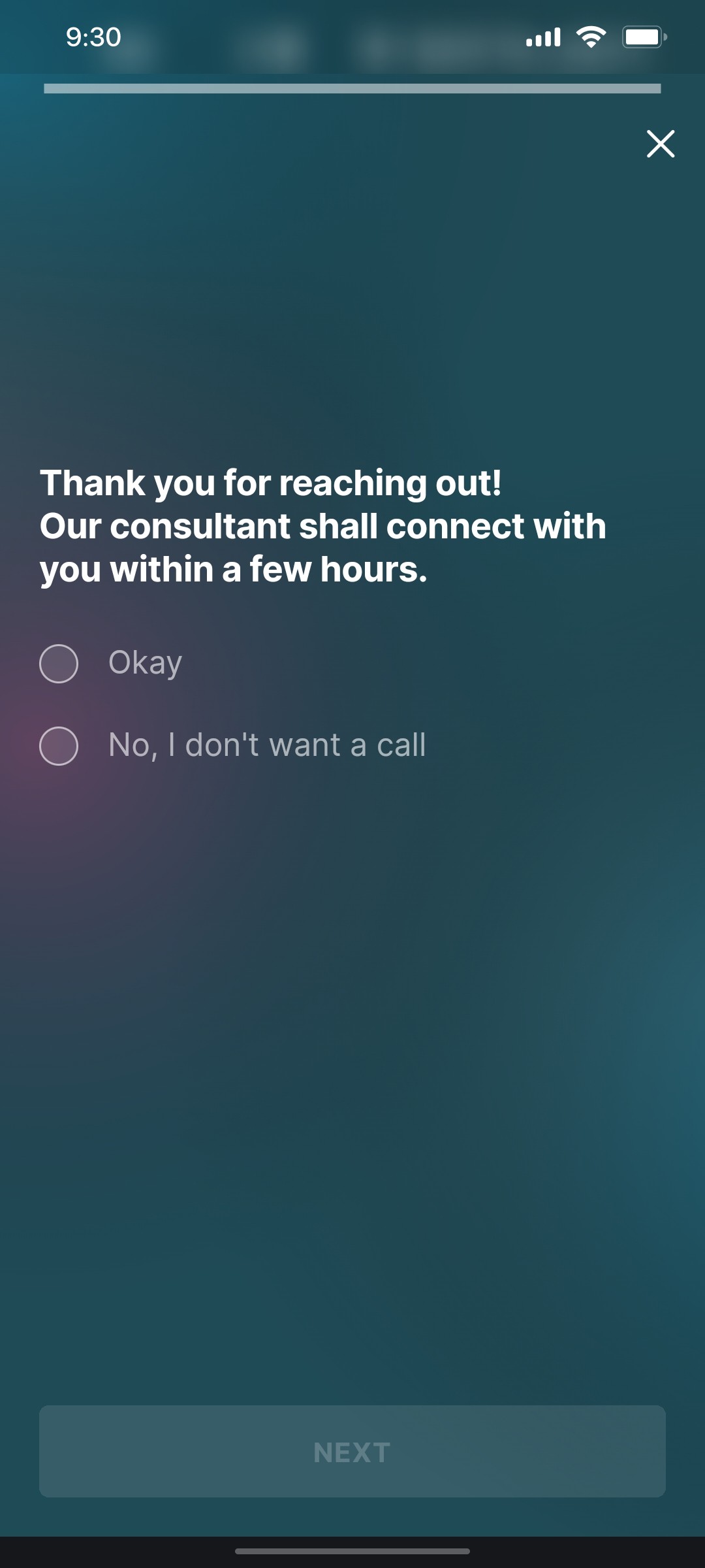 Cult.fit App Thank you for reachingout Screen
