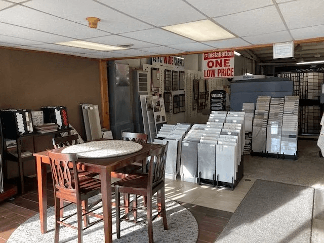 Sample carpet and flooring options shown inside the showroom | Shilling's Carpets & Floors