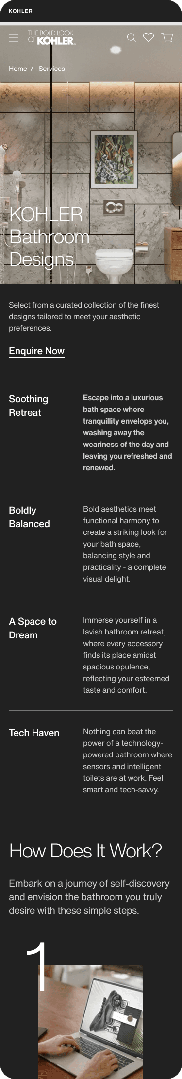 Kohler bathroom designs page design