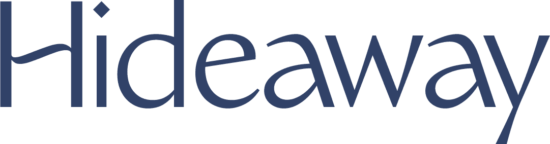 Logo of Hideaway spa in New Bahru, Singapore.