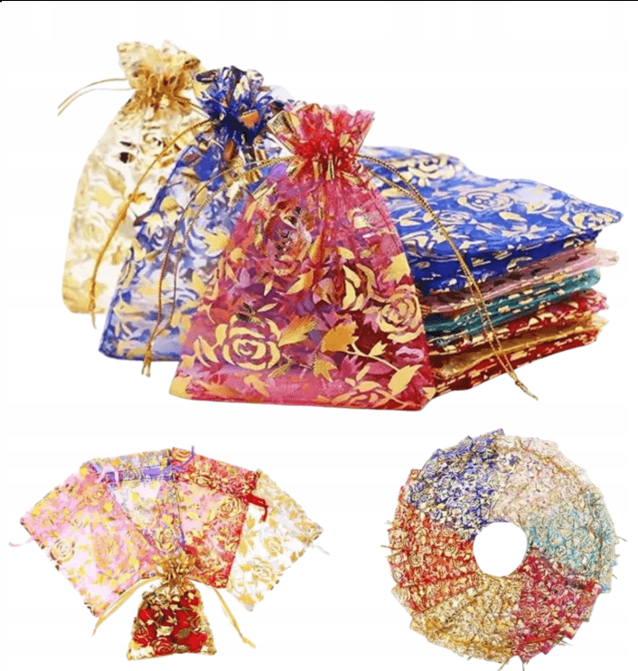 woreczki z organzy mix kolorów
