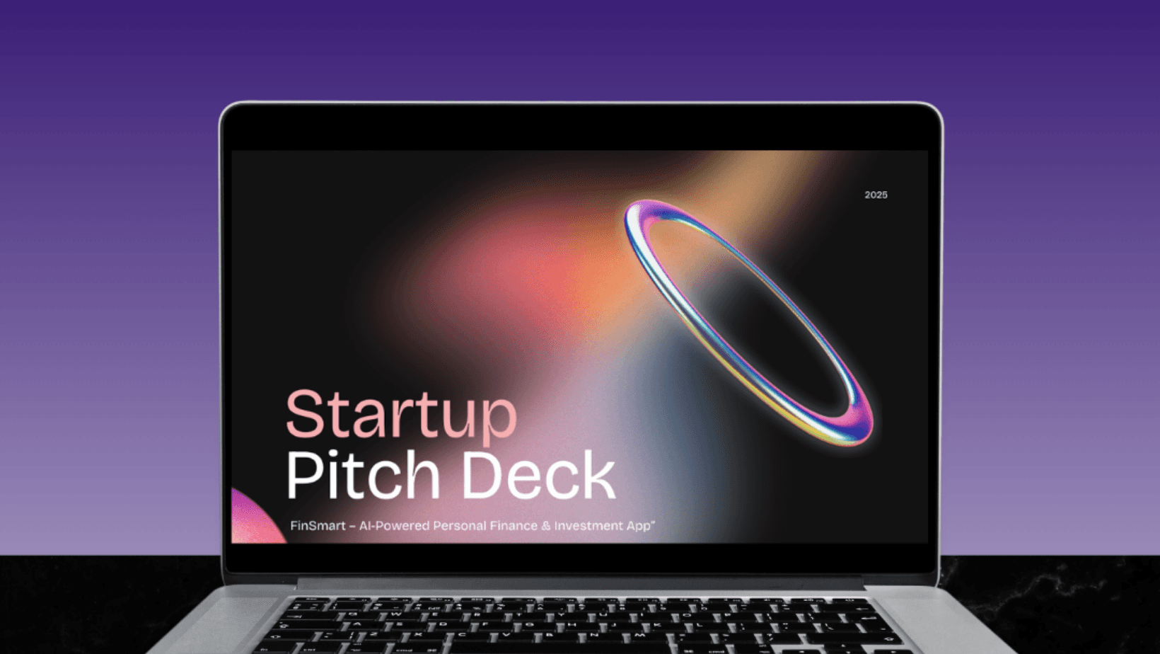 Laptop showing Pitch deck or proposal