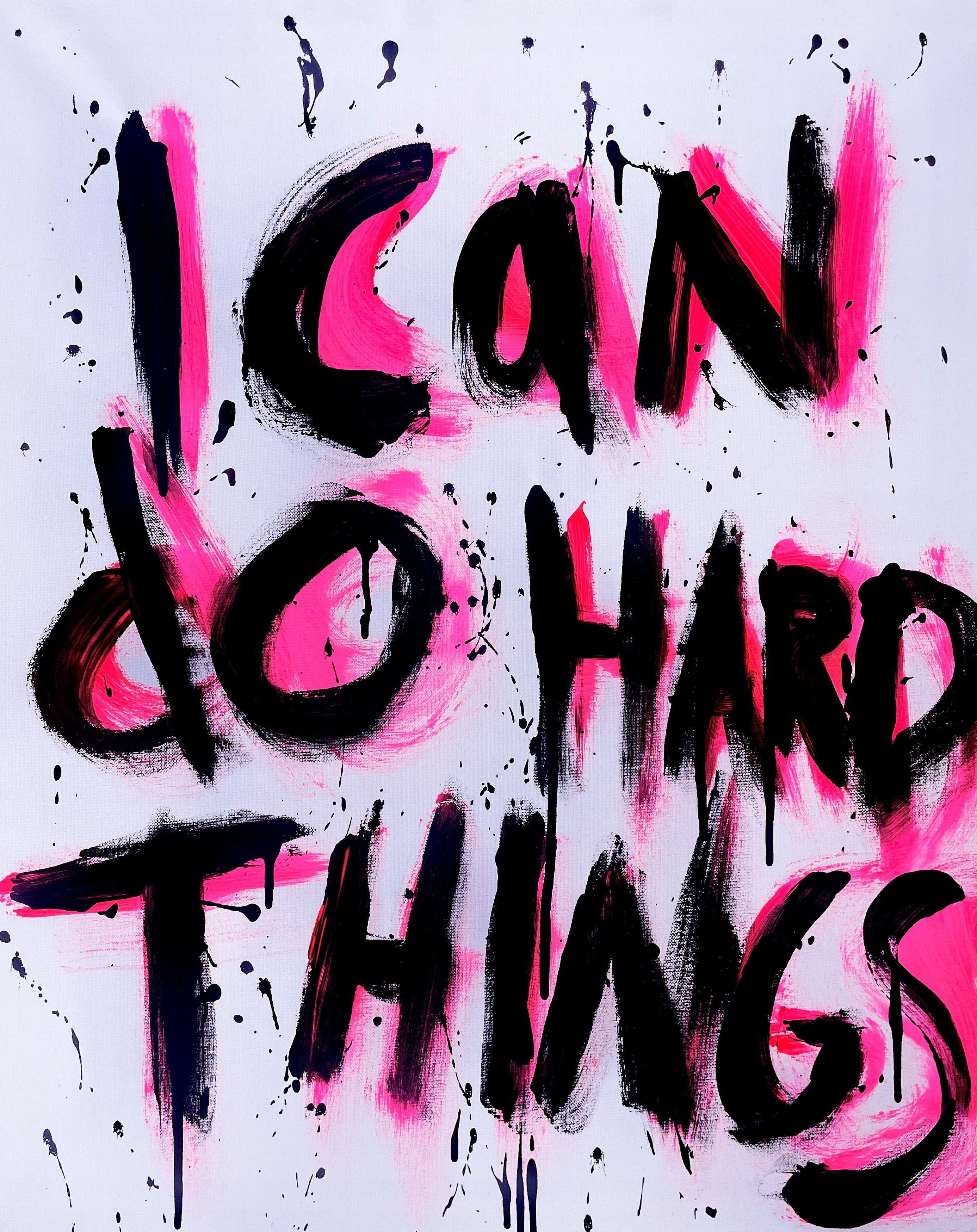 Abstract painting reading "I can do hard things"