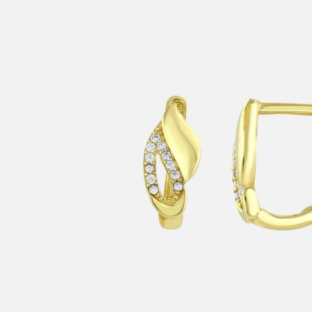 Assos Pırlanta 14 Ayar Altın Tasarım Küpe Şık Modern Takı