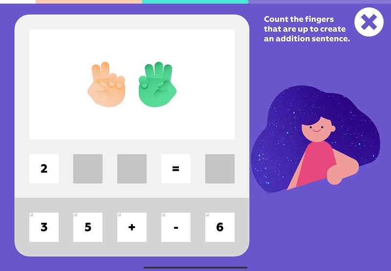 Add within 5: use plus sign and numbers to fill in the equation