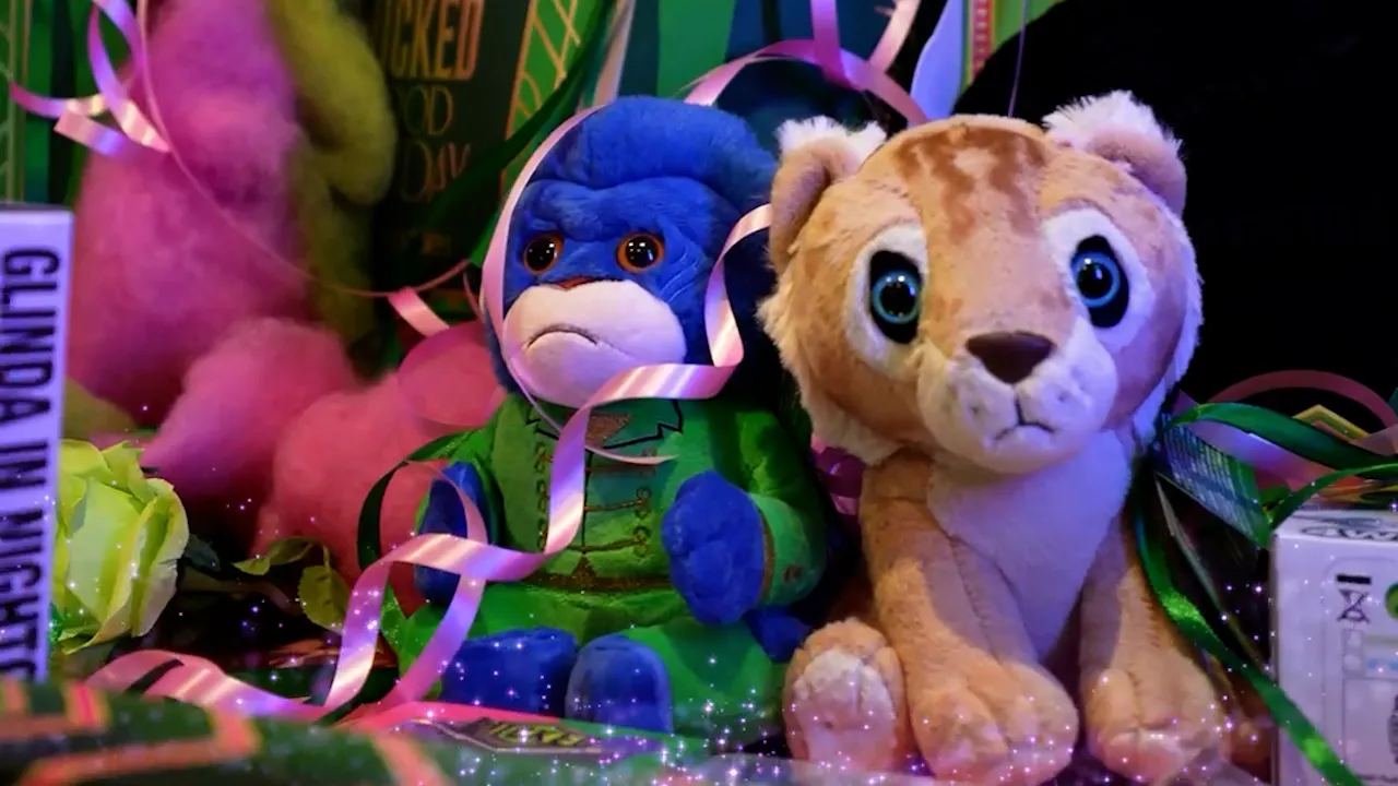 Themed decorations and props displayed at the Wicked Movie Night, filmed as part of an immersive private event video production.