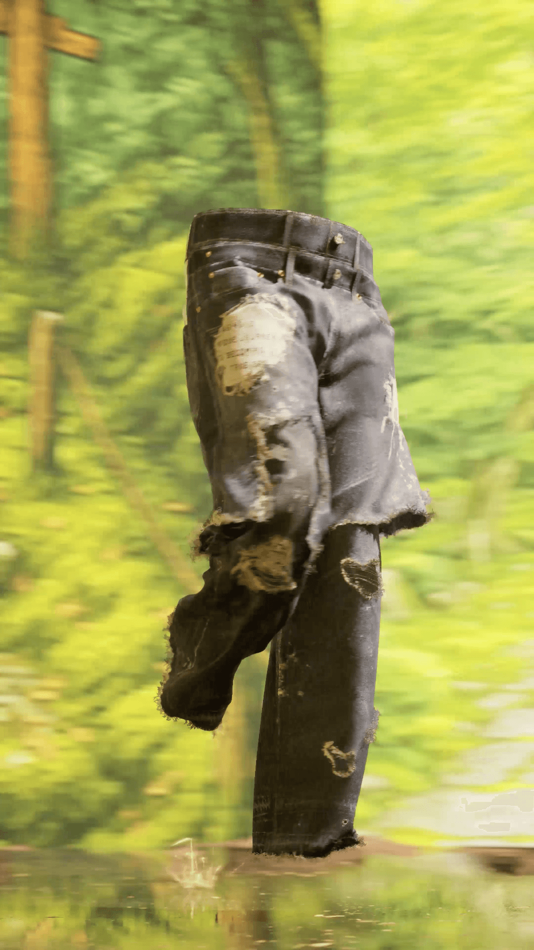 3d render of jeans in a virtual forest