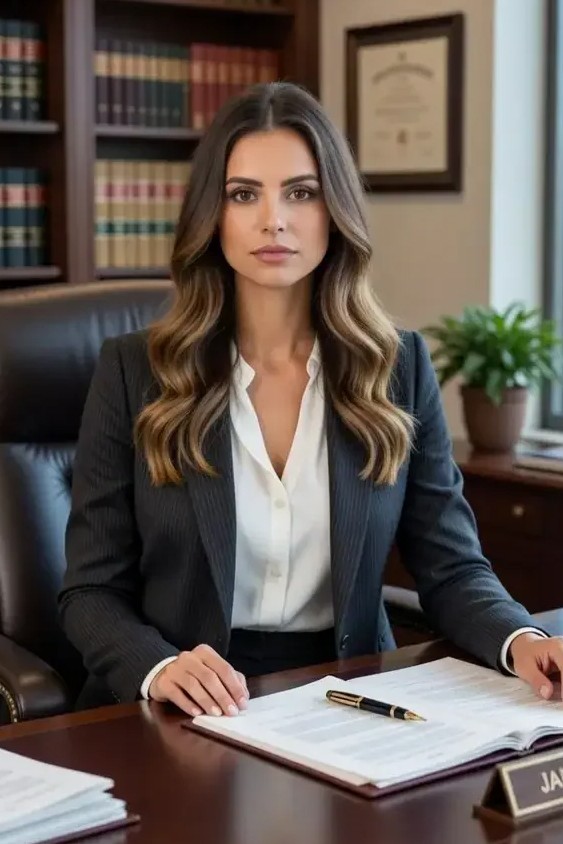 Sarah Mitchell Sitting on her office desk