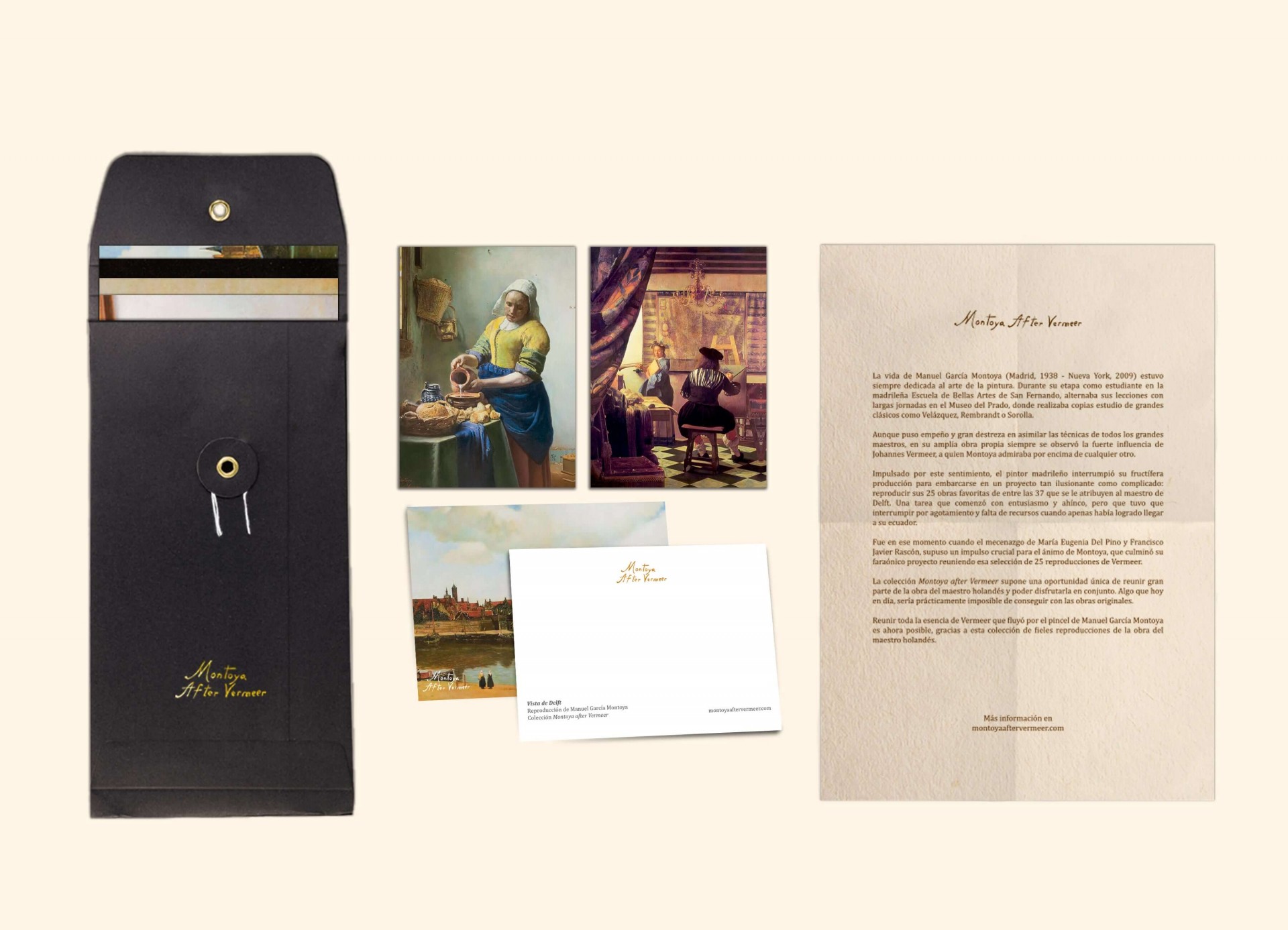 Sobre Montoya After Vermeer: arte, tarjetas postales y carta artística.