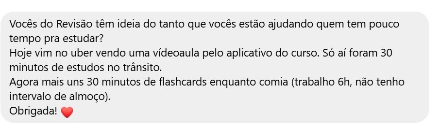 Depoimento de aluno do Revisão 3
