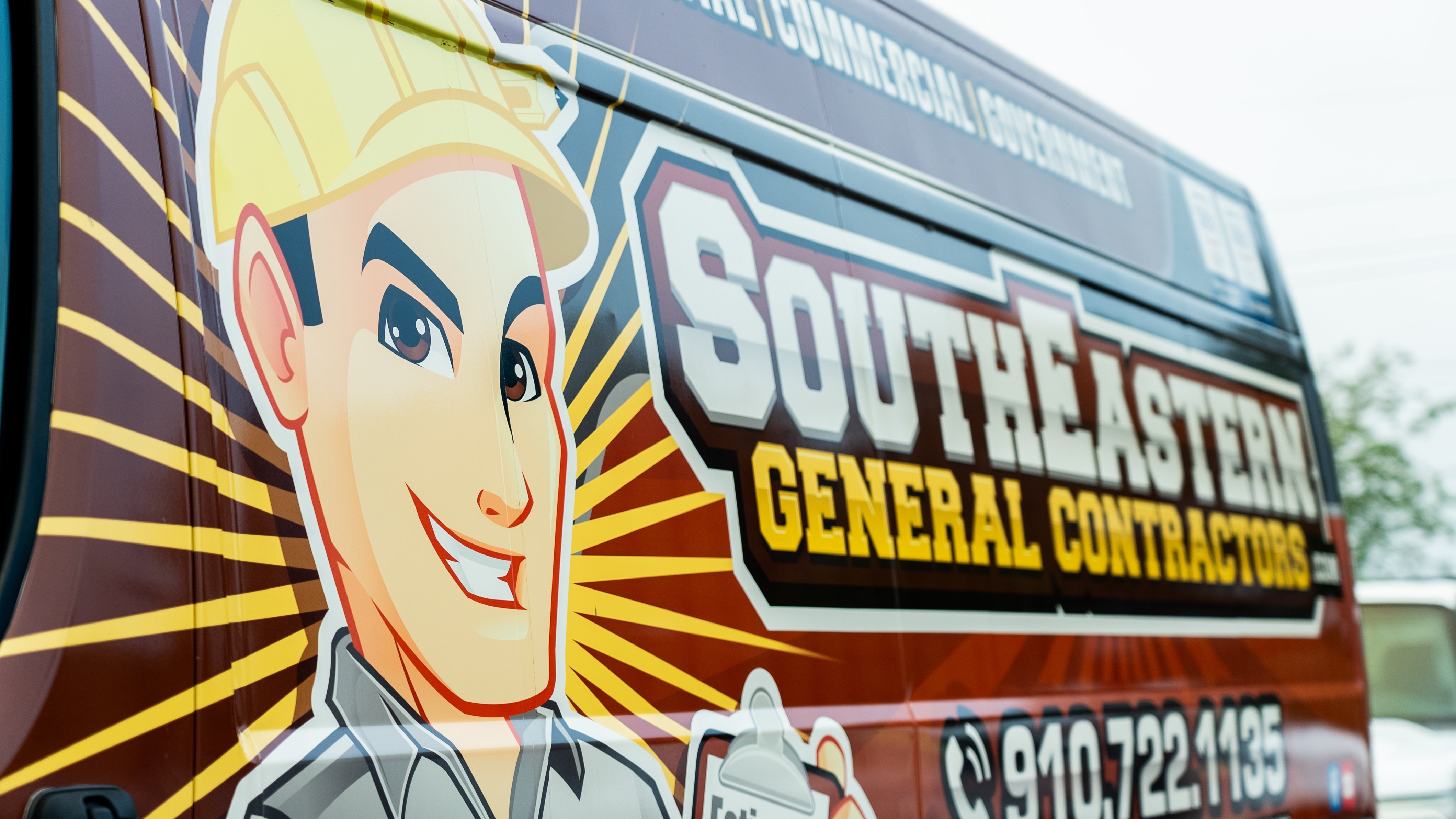 SEGC branded construction van in Fayetteville NC representing custom home building services