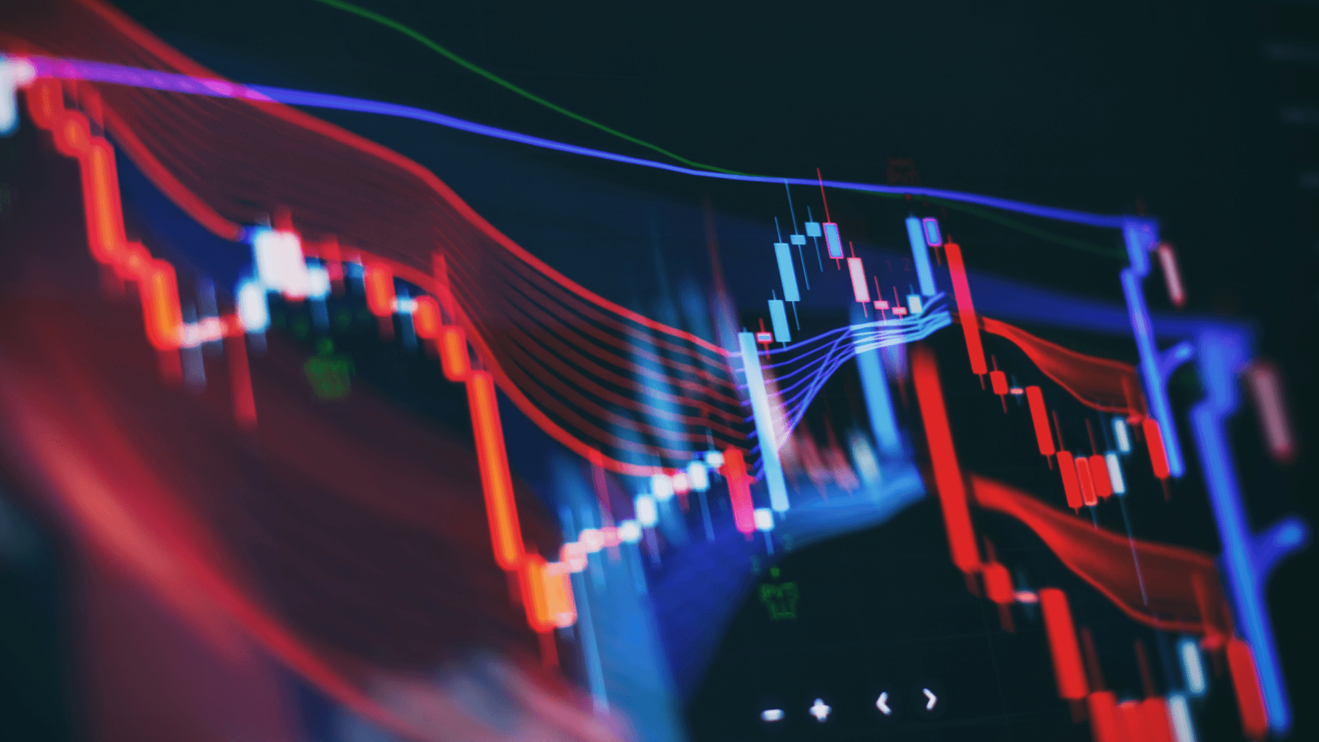Digital graph interface over dark blue background. Concept of stock market and financial success.