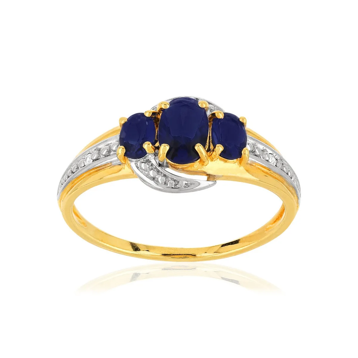 Bague en deux ors 375 sertie de diamants et saphirs