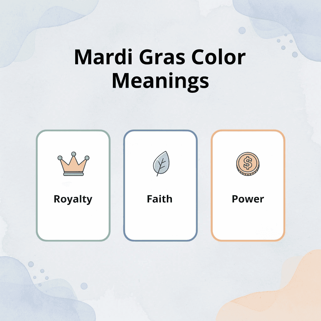  Infographic showing symbolic meanings of Mardi Gras colors