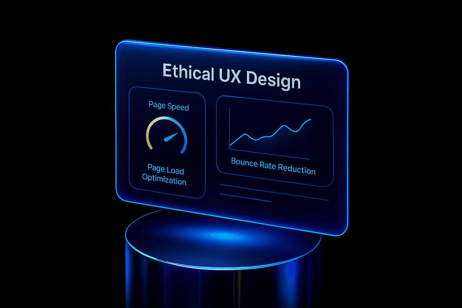 Dashboard showing website performance metrics linked to ethical design choices.