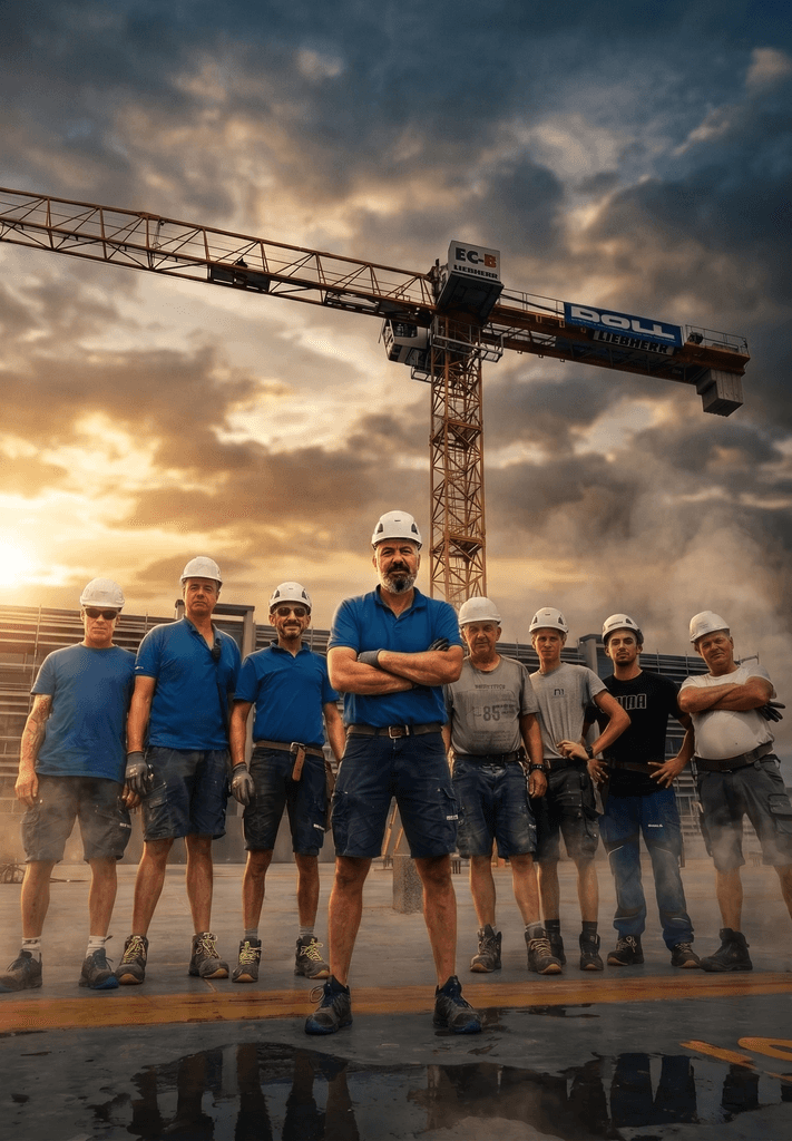 DOLL-Recruitingkampagne mit Team auf der Baustelle