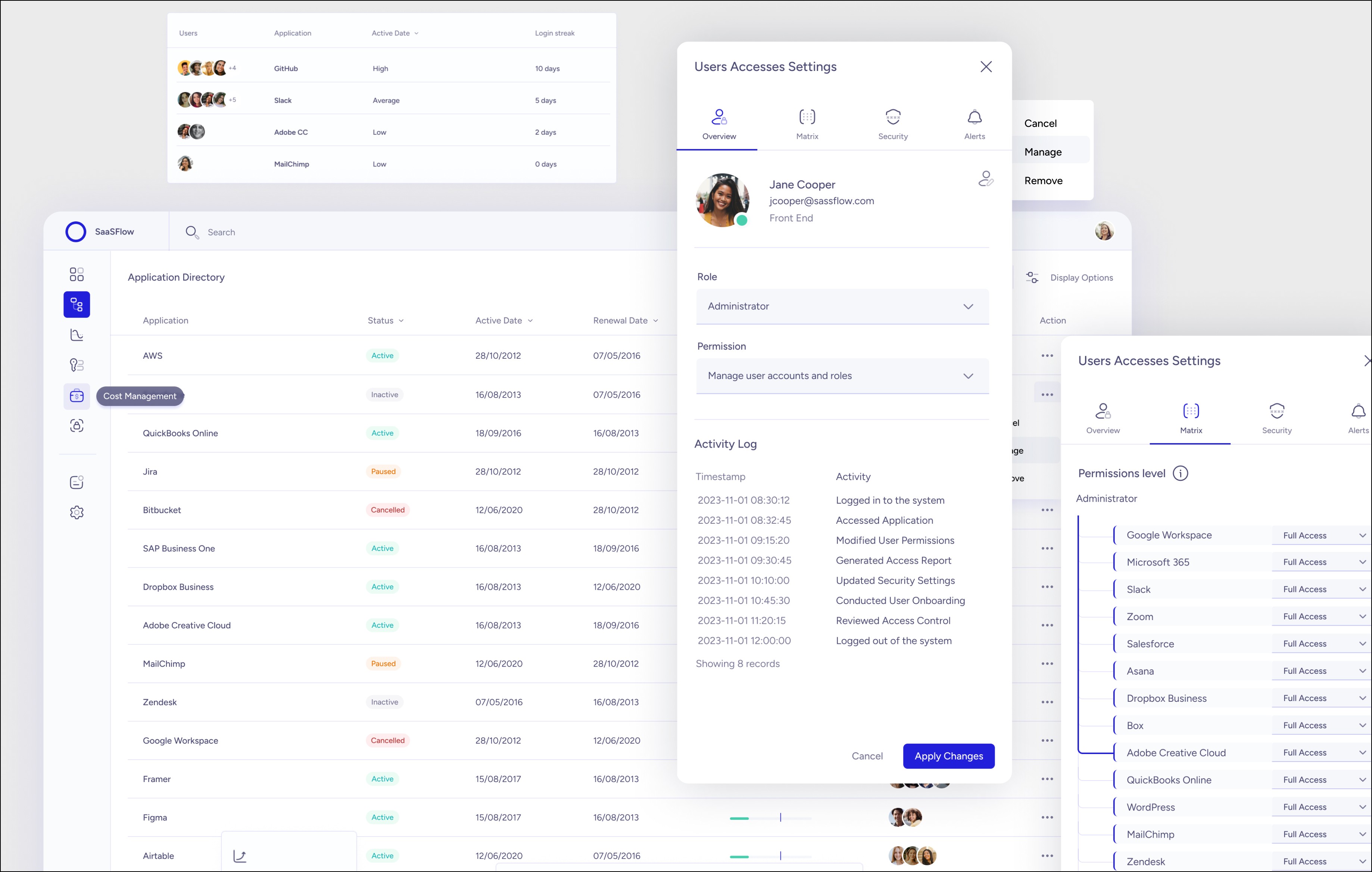 SaaSFlow UI design all ui elements